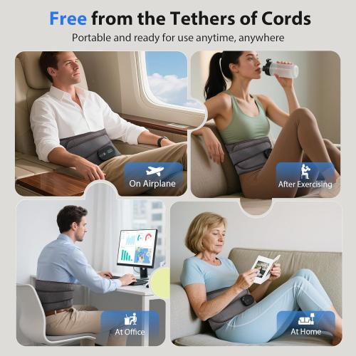 Lower Back Massager with Heat, Heating Pad for Back, Stomach Heating Pad, Waist Belt Wrap with Heat Vibration 3 Levels Adjustable, Touchscreen Control, Adjustable Size, Gifts for Dad Mom (Grey)