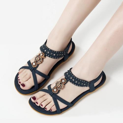 Size 5....Alicegana Womens Sandals Shoes Comfort Walking with Non Slip on Casual Summer Beach Shoes Dress Ankle Elastic Jeweled Bohemian Flats
