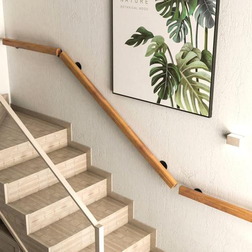 Size 4.5FT Wooden Stair Handrails, Hand Railings for Stairs Indoor Outdoor, Sturdy Safety Wall Mount Support, Non-Slip Staircase Handrail for Home Garden Corridor, Lofts Decking, Kindergarten Guardrail