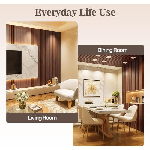 6 Pack Acoustic Wood Panels for Wall 47.24 x 12.79 Soundproof | Wood Slat Wall Panel for Interior Decor & Noise Reduction, Sound Absorbing Wood Wall Panel for Home Office Studio, Walnut