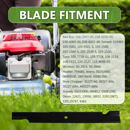 038-6050-00 High Lift Mower Blades Set for Bad Boy Exmark Gravely Hustler Toro 60 Lawn Mower, Replaces 038-2007-00 038-6060-00 038-6002-00, Compatible with ZT60 CZT60 (3PACK)