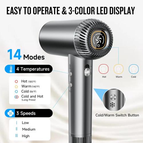 Hair Dryer, High Speed Hair Blow Dryer with Diffuser for Home Salon Travel