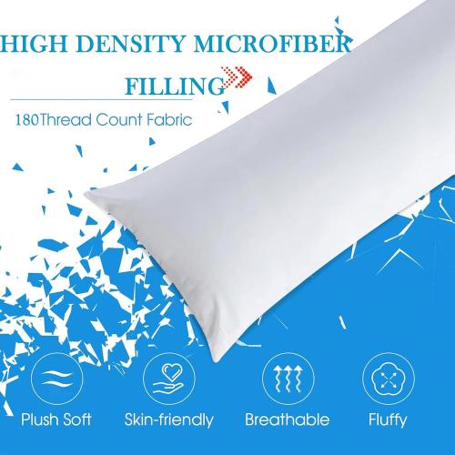 SHOUREN Cotton Body Pillow Insert - Soft Long Bed Pillow for Adults - 20 x 54 inch-White & Ultra Soft Microfiber Pillowcases, Breathable Long Pillow Case, Envelope Closure - Purple (20x54 inch)