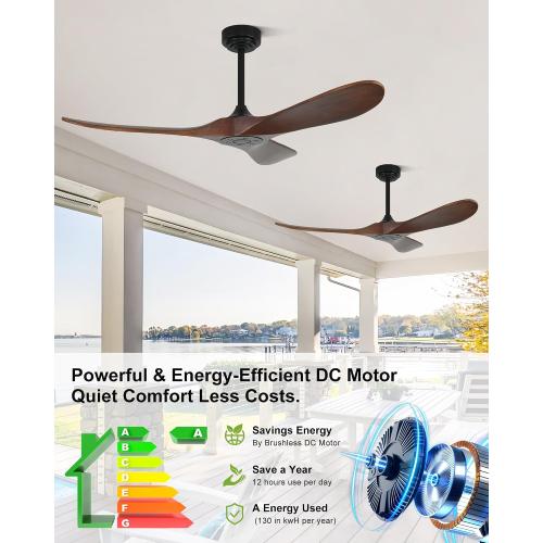 Ceiling Fan without Light, Smart Wood Ceiling Fan