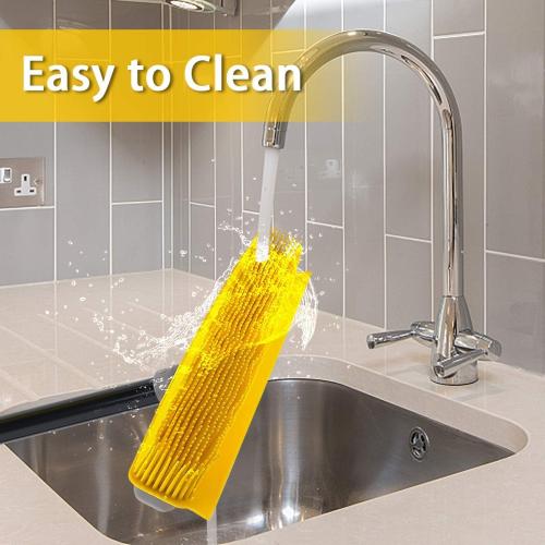 Pet Hair Broom Rubber Broom 59 Long Handle with Build-in Squeegee for Sweeping Hardwood Floor Tile