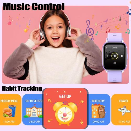 Kids Watch for Girls Boys with IP68 Waterproof, Girls Watch with 19 Sports Modes, Sleep Tracking, Pedometer, Stopwatch, Kids Activity Tracker, Birthday Gifts for Girls Age 6-15 Years Old