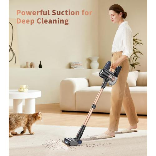 Black and Bronze NADALY Cordless Vacuum Cleaner, Powerful Stick Vacuum with 45min Runtime, Anti-Tangle Vacuum Cleaners for Home, 1.5L Dust Cup, Rechargeable Wireless Vacuum for Hardwood Floor Carpet Pet Hair