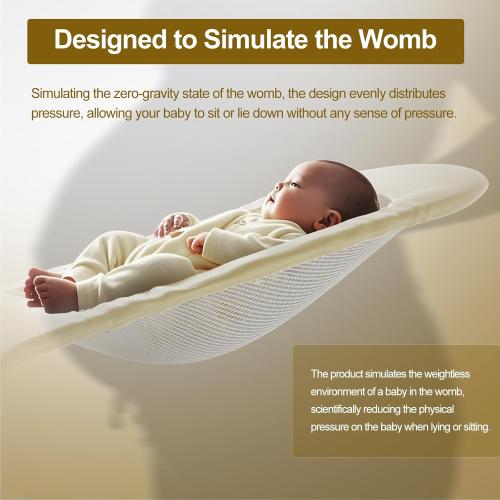 Color White 3-in-1 Portable Baby Bouncer & Rocker Chair for Newborn to Toddler - 4 Adjustable Recline Positions, Breathable Cotton Fabric, Natural Vibration, Supports Up to 33 lbs (Oatmeal Khaki)