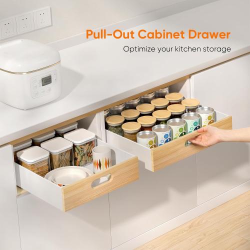 Pull Out Drawer for Cabinet, Metal Slide Out Shelf Fixed with Adhesive Nano Film, 1 PCS Multi-Purpose Cabinet Organizer for Kitchen, Pantry and Office, XX-Large
