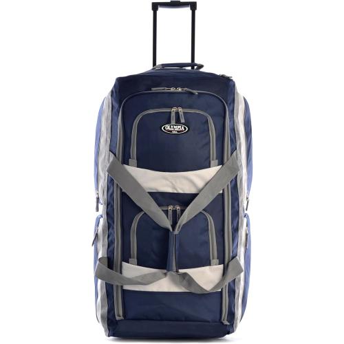 Olympia U.S.A. 33 inch Jumbo Size 8 Pockets Wheeled Rolling Duffel Bag Water Resistant Luggage Lightweight Travel Suitcase with Retractable Handle