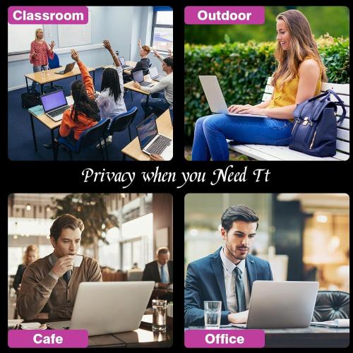 Size 14 inch PYS Magnetic Laptop Privacy Screen 14 Inch (16:9 Aspect) - Anti-Glare Blue Light Filter, Removable Privacy Screen Protector Compatible with HP/Dell/Acer/Lenovo/Samsung/ASUS (12.2x6.9inch/ W x H)