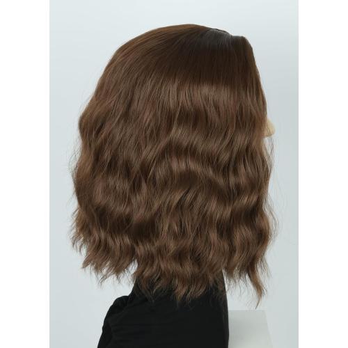 Topcosplay Mens Wig Brown Short Curly Wigs Man or Women Wig Halloween Costume Party Wig Funny Wigs