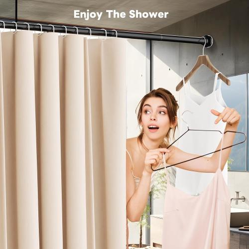 Abiglifty Black Shower Curtain Rod 30~85 Inches Adjustable Stainless Steel Shower Curtain Rods Spring Tension,Tension Curtain Rod,Non Slip,No Drilling, Sturdy and Durable.