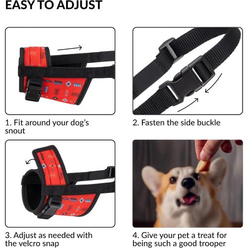 CollarDirect Dog Muzzle - Updated Design Adjustable Soft Breathable Tribal Nylon Dog Mouth Guard Cover for Small, Medium and Large Dogs, Anti Chewing, Barking & Biting (S, Pattern 1)