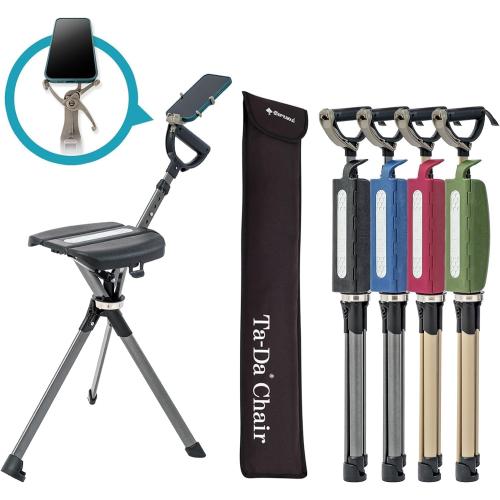 STEP2GOLD Ta-Da Chair Series 2 PRO, Portable Trekking Hiking Pole, Folding Walking Stick with Seat, Walking Cane with Chair, Foldable Chair, Lightweight Aluminum, Easy Carry and Storage, Anti-Slip