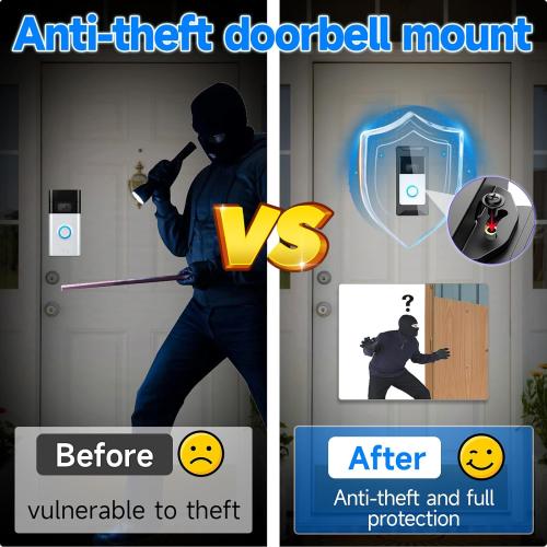 Anti-Theft Video Doorbell Mount Compatible with Ring/Blink Wireless Camera Doorbell, Adjustable Angle Mount No-Drill Battery Doorbell Bracket Accessories for Houses, Apartments, Businesses