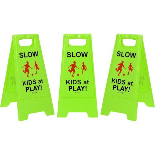 Slow Children Playing Sign For Street, Caution Kids At Play Safety Sign, Down crossing traffic signs outdoor (3 Pack)