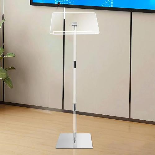 Podium Stand, Lecterns & Podiums, Acrylic Podium, Portable Podium Stand, Adjustable Angles with Metal Base, Podium for Classroom, Church, Weddings, Speech, 16 L x 12 W x 43 H, Clear