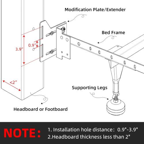 Headboard Adapter Kit, 2 PCS Headboard Brackets for Metal Bed Frame, Full to Queen Conversion Kit