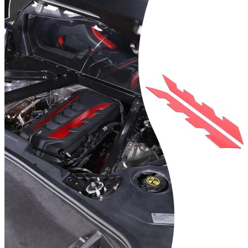 Engine Cover Edge Trim Compatible with Chevrolet Corvette C8 2020-2026, Aluminum Engine Compartment Left Right Panel Decoration Accessories (Red)
