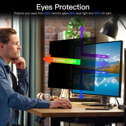 2-Pack 24 Inch Computer Privacy Screen Filter, Anti-Spy/Glare Protector Film for Widescreen Monitor with 16:9 Aspect Ratio (Computer Monitor 24 Inch)