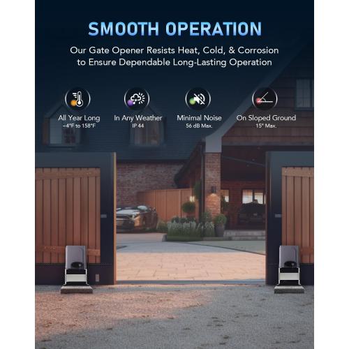 CO-Z Automatic Sliding Gate Opener 1400 lb 40 ft Gates 110V Chain Drive | Easy Installation, Includes Hardware, 20 ft #41 Chain, 2 Remotes, Infrared Sensor Compatible (Sold Separately)