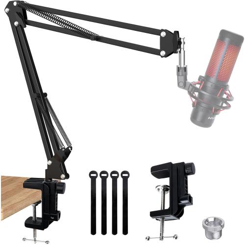 QuadCast Boom Arm, Mic Arm for Blue Yeti HyperX QuadCast SoloCast Fifine AM8 and Most Microphone, Mic Stand Desk with 3/8 to 5/8 Adapter by SUNMON