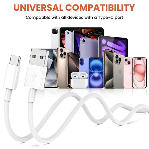 USB to USB C Cable with CarPlay,  USBA to Type C Fast Charging Cords for iPhone 17/17 pro/17 pro max/17 air/16/16 Plus/16 Pro/16 Pro Max/16e/15,Pixel,Galaxy,Note