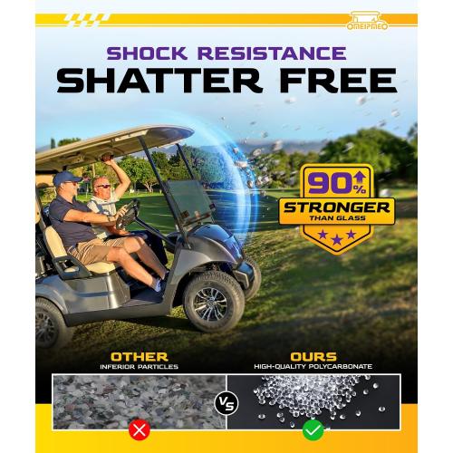 Upgrade Golf Cart Windshield for Yamaha G29/Drive 2007-2016 Gas/Electric Models, Foldable Golf Cart Windshield with Heavy Duty Hinges, Anti-UV&Impact Resistant, 5MM Thick PC Material