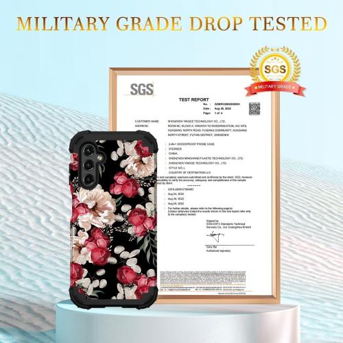 PIXIU Unique Flower Pattern Compatible with Samsung Galaxy A15 5G case, Heavy Duty Dual Layer Shockproof Full-Body Protective Sturdy Hybrid Cute Rugged Case for Women,Girls,Kids-Rose Floral