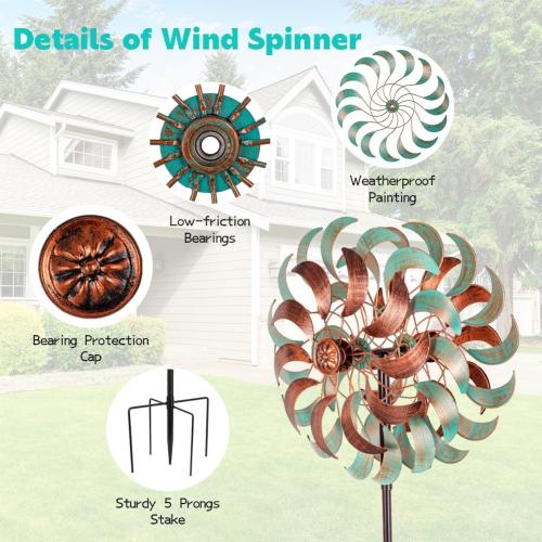 DREAMSOUL 360° Wind Spinners Outdoor, Metal Wind Spinner 64 Inch Windmill for Yard Garden Outdoor Decor