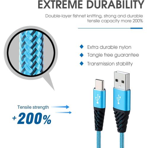 Bynccea USB C 10FT Type C Charger Cable 4-Pack Fast Charging Cord USB A to USB C Cell Phone Charger Nylon Braided Compatible with Samsung Galaxy S10 S9 S8 Note 10 9 Pixel LG V30