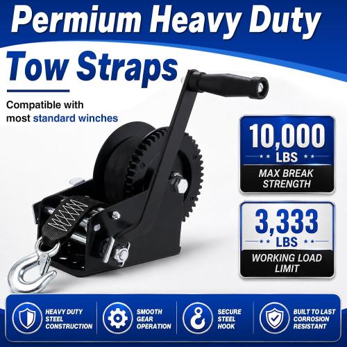 Boat Trailer Winch Strap with Hook 2 x 20', Heavy Duty Tow Straps