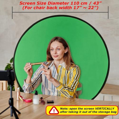 Cosmos 1 Pc Green Screen Backdrop 43 in / 110 cm Diameter Foldable Portable Photography Background Green Screen Chroma Key Backdrop for Photography Photo Video Studio, Live Streaming, Video Meeting