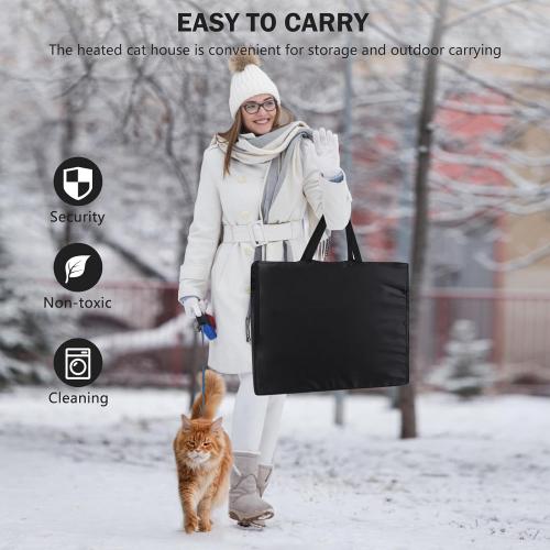 GASUR Large Heated Cat House for Outside Winter, 100% Waterproof Outdoor Cat House w/Cat Heating Pad, Insulated Cats Houses Outdoor w/Highly Elevated Base, Warm Cat Shelter for Outside Stray Barn