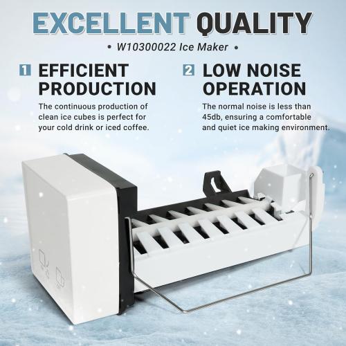 WPW10300022 Ice Maker Assembly Compatible with Whirlpool Maytag Kenmore Amana IKEA Refrigerator - Replace W10300022 W10122556 W10377190 AP6019085 Ice Maker Replacement Fridge Parts