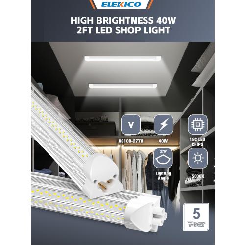 Led Shop Light, Super Bright 40W 5600lm 5000k Shop Light are 5 Times Brighter Than Cabinet Lights, Linkable 2ft Led Lights Fixture for Cabinet Garage Workbench 2-Pack