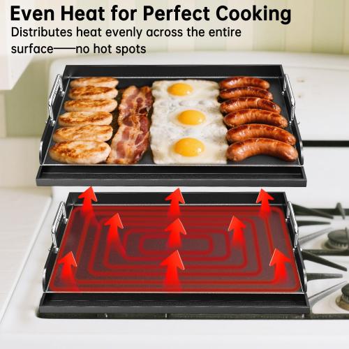 Size 17x13 Universal Griddle for Gas Grill - 17 x 13 Flat Top Grill Plate with Nonstick Ceramic Coating, Griddle Insert for Gas Stove, Outdoor Camping & Tailgating