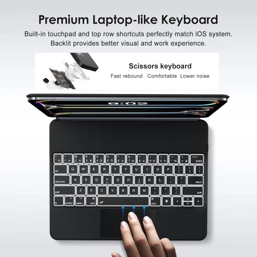 Keyboard Case for iPad Pro 11 inch Magic-Style Magnetic Keyboard Case with Multi-Touch Trackpad, Floating Cantilever Stand Compatible with iPad Pro 13 inch