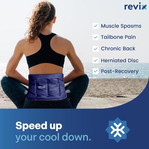REVIX Ice Pack for Injuries Reusable Gel for Lower Back, Cold Packs for Back Shoulder, Elbow, Hip, Leg, Wrap Around Entire Knee, Soft Cold Compress,16 × 9 Navy