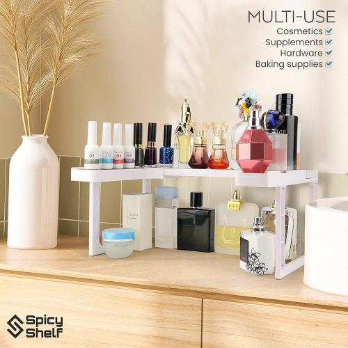 Spicy Shelf 3.0 - Expandable 2 Tiered Spice Rack Organizer for Cabinet & Pantry - Kitchen Seasoning Organizer - Cabinet Spice Racks for Inside Cabinets (Spicy Shelf Premium) - Home Organization