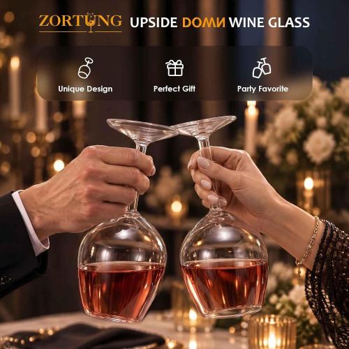 Upside Down Wine Glass Unique & Funny Wine Glasses Gifts for Women & Men
