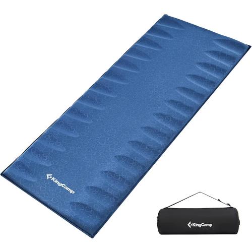 Dark Blue KingCamp Self Inflating Sleeping Pad 3D Inflatable Folding Sleeping Pad, Ultralight Camping Air Mattress for Tent Hiking and Adults,