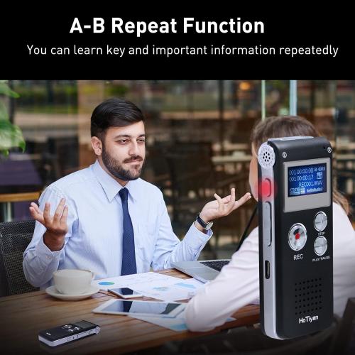 Voice Recorder 16GB Capacity Voice Activated Recording Device Digital Voice Recorder for Lectures, Meetings, Interviews Audio Recorder with USB Rechargeable WAV/MP3 Tape Recorder (16GB)