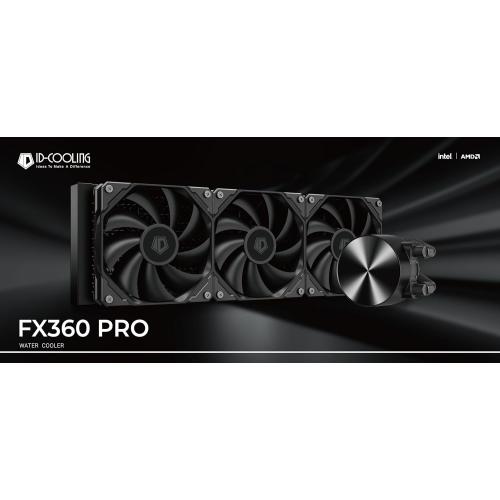 Size 360mm Color Black ID-COOLING FX360 PRO Liquid CPU Cooler for Desktop - 360mm AIO Cooler, 3 x 120mm High-efficient Fans, Special CD Pattern Pump Header, Intel & AMD Compatible