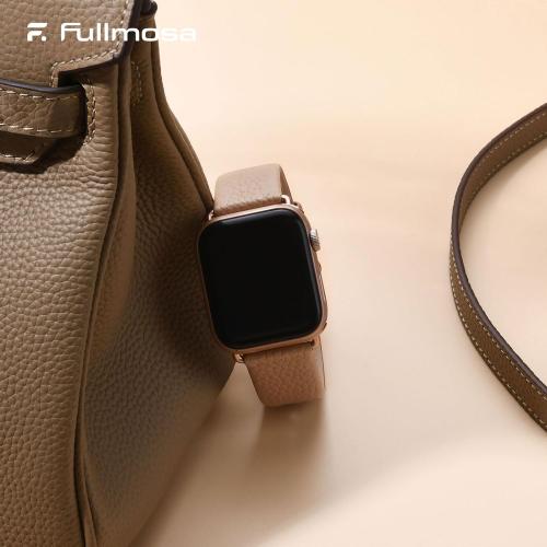 Fullmosa Leather Bands Compatible with Apple Watch Band 42mm 41mm 40mm 38mm for Women Men, Top Grain Genuine Leather Strap for iWatch Series 11/10/9/8/7/6/5/4/3/2/1,SE3/2/1, Beige/Rose Gold