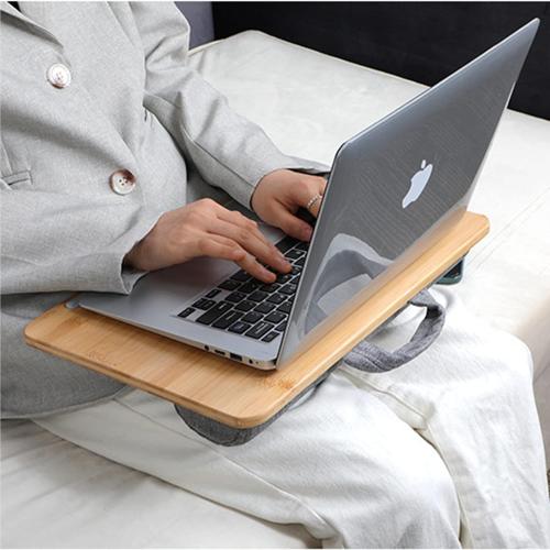 SUMISKY Portable Laptop Desk with Cushion and Phone Holder Bamboo Laptop Stand for Sofa Fits Up to 14 Inches