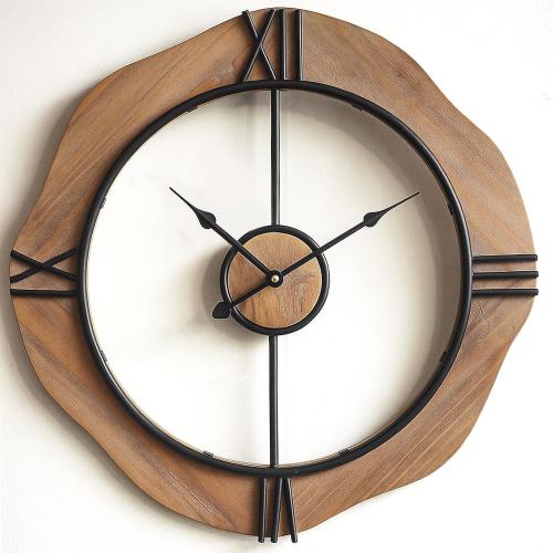 MASHI Large Wall Clock for Living Room Decor,Non Ticking Silent,Battery Operated Round Modern Wood Wall Clock for Farmhouse Home,Bedroom,Kitchen,School,Office Decor (20 Inch)
