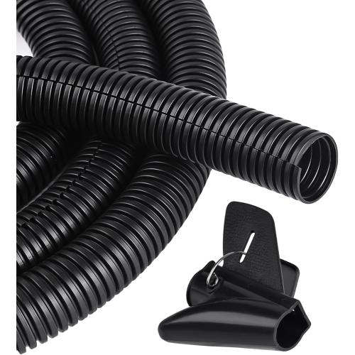 CrocSee 25ft - 1/2 inch Flame Retardant Split Wire Loom Tubing with Installation Tool - Flexible Wire Covers Cord Protectors - Black