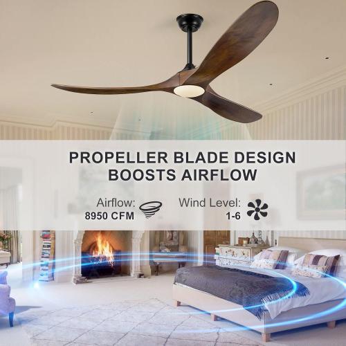 Eliora 72 Inch Ceiling Fans with Lights and Remote Control, Outdoor Ceiling Fan with Light High cfm Outdoor Ceiling Fan for Patio, Porch, 6 Speed Propeller Quiet DC Motor ETL Listed-Deep Walnut